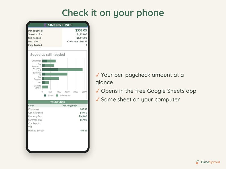 Sinking Funds Tracker Google Sheets, Save by Paycheck, Christmas and Bill Savings Planner, Dark Mode image 6