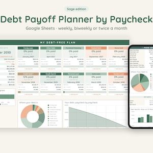 Debt Snowball Spreadsheet, Biweekly Debt Payoff Tracker, Google Sheets Budget Planner, Light & Dark Mode image 1