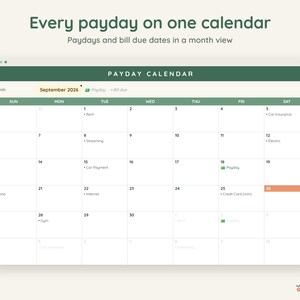 Paycheck Budget Planner Google Sheets, Enter Bills Once, Biweekly Budget by Paycheck, Payday Calendar image 6