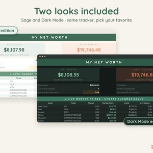 Live Net Worth Tracker, Stock and Crypto Prices Update Automatically, Google Sheets, Dark Mode image 4