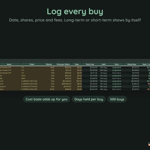 Investment Portfolio Tracker, Live Stock and Crypto Prices Update Automatically, Gain Loss, Google Sheets image 6