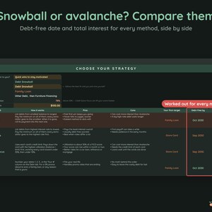 Debt Snowball Spreadsheet, Biweekly Debt Payoff Tracker, Google Sheets Budget Planner, Light & Dark Mode image 6