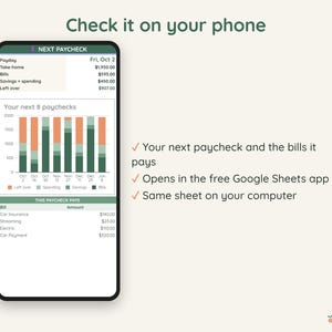 Paycheck Budget Planner Google Sheets, Enter Bills Once, Biweekly Budget by Paycheck, Payday Calendar image 8