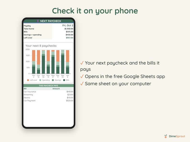 Paycheck Budget Planner Google Sheets, Enter Bills Once, Biweekly Budget by Paycheck, Payday Calendar image 8