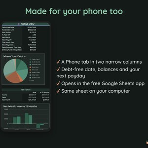 Debt Snowball Spreadsheet, Biweekly Debt Payoff Tracker, Google Sheets Budget Planner, Light & Dark Mode image 8