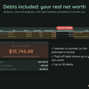 Live Net Worth Tracker, Stock and Crypto Prices Update Automatically, Google Sheets, Dark Mode image 7