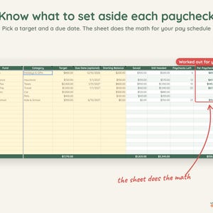 Sinking Funds Tracker Google Sheets, Save by Paycheck, Christmas and Bill Savings Planner, Dark Mode image 4
