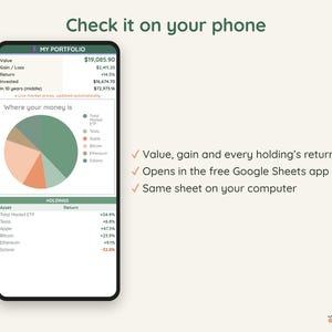 Investment Portfolio Tracker, Live Stock and Crypto Prices Update Automatically, Gain Loss, Google Sheets image 9