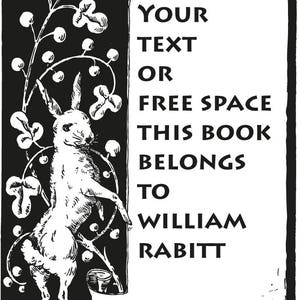Bookplate Rubber Stamp, Rabitt