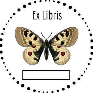 Download butterfly bookplate on label label with free text field