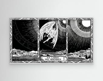 Canva Hermes Gothic Ex-Libris Bookplate Triptychon