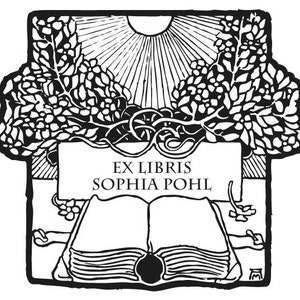 Bookplate Rubber Stamp, Book and Art Nouveau