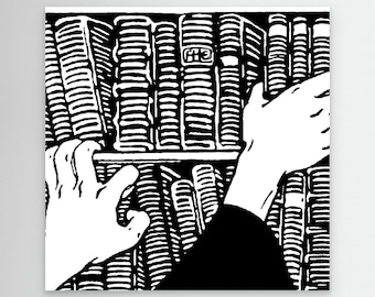 Bookplate graphic bookshelf