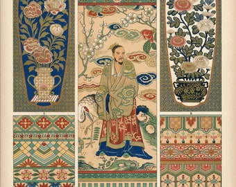 Set de 18 modèles, motifs et symboles japonais issus de la peinture et du tissage, téléchargement numérique