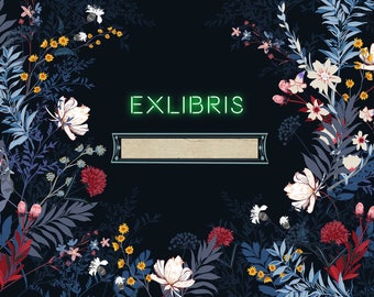 Exlibris Flowers Label Banner digital file download