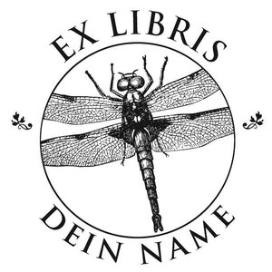 Ex libris or address stamp dragonfly
