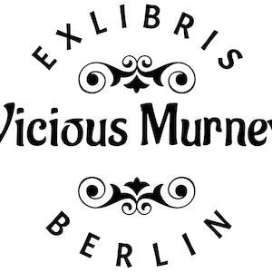 Bookplate Rubber Stamp, Ex Libris stamp with Art Nouveau border