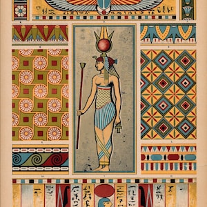 Set of 11 Egyptian templates, patterns and symbols from painting and sculpture, digital download