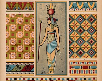 Set of 11 Egyptian templates, patterns and symbols from painting and sculpture, digital download