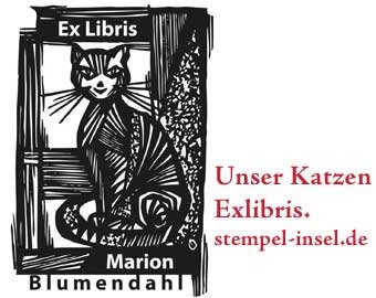 Bookplate Cat Rubber Stamp