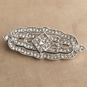 Art Deco Brooch Silver - Great Gatsby wedding jewelry, bridal pin, 1920s vintage flapper, roaring 20s, Art Nouveau antique DECO DIAMOND