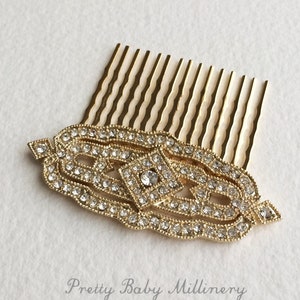 Art Deco Hair Comb Gold - gold wedding hair clip, Great Gatsby comb, bridal hair piece, Art Nouveau, vintage accessories DECO DIAMOND GOLD