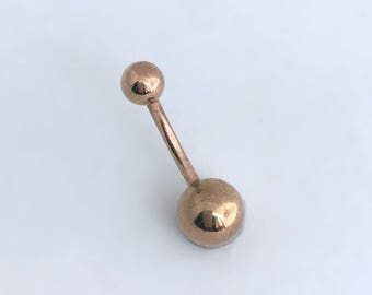 ROSE GOLD Belly Ring - belly button ring, rose gold barbell, surgical steel navel piercing, gold navel bar belly, Y2k belly ring cute