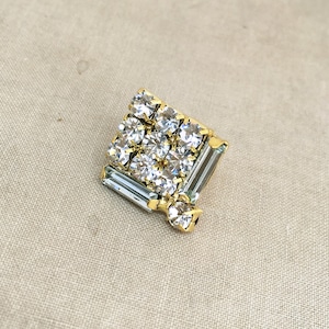 Wedding Tie Tack Art Deco Lapel Pin Gold Tie Tack Rhinestone Lapel Pin Art Deco Gift for Men Mens Accessories SQUARE LARGE GOLD