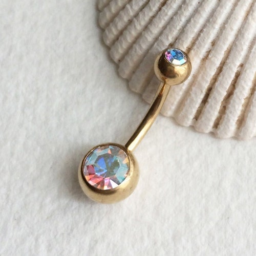 GOLD Belly Button Ring Barbell Bellybutton Ring Navel Etsy UK