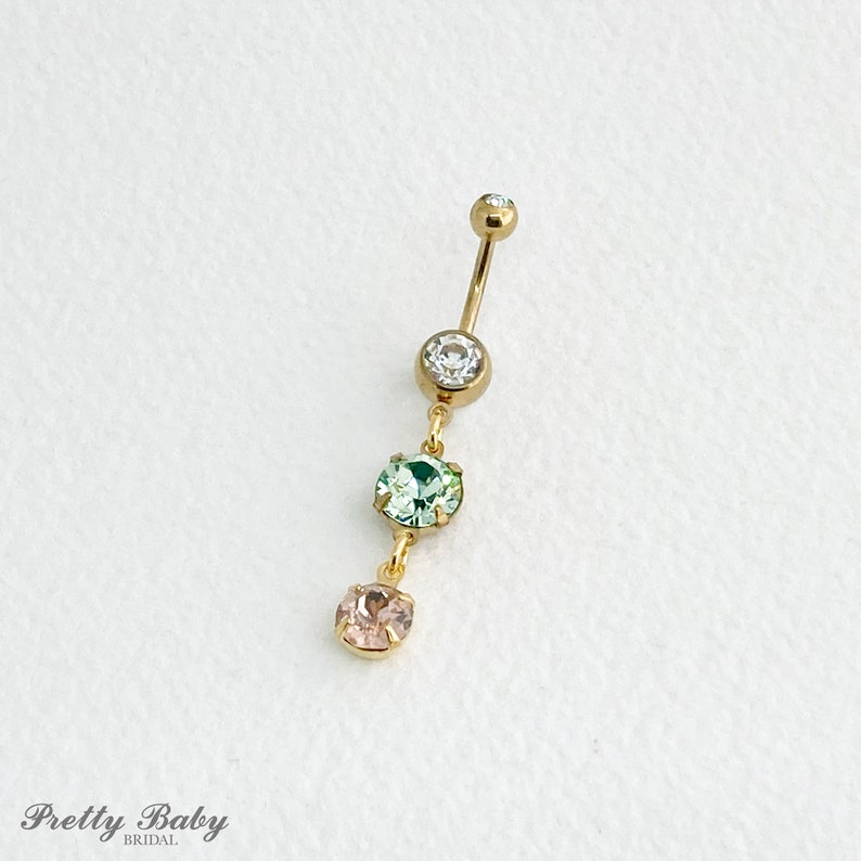 bottom price sale peach belly ring,crystal belly ring, citrine