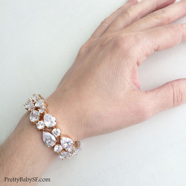 Cubic Zirconia Bracelet Bridal braceletcrystal | Etsy