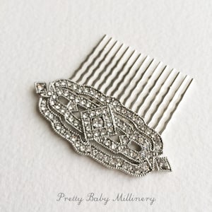 Art Deco Hair Comb 1920s - Great Gatsby Comb, Silver Hair Clip, Wedding Bridal Hair Jewelry Accessories Vintage Inspired DECO DIAMOND SILVER