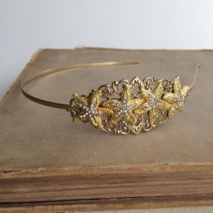 beach wedding headband, Beach wedding headpiece, starfish headband,hair piece Beach Wedding hair accessories, rhinestone GOLD