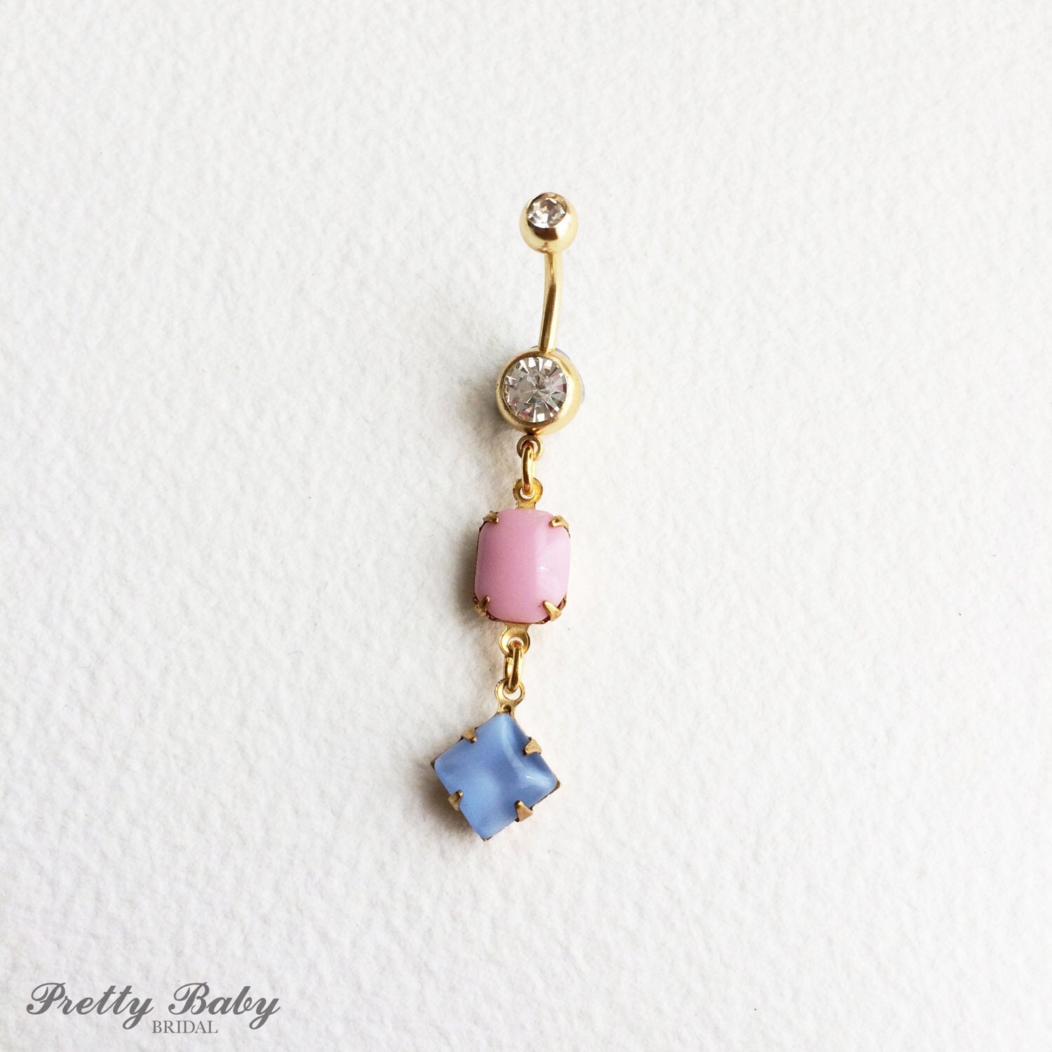 Opal Belly Ring Pink Moonstone - dangle belly ring blue belly ring gold belly ring belly button ring pink bellybutton ring tummy piercing