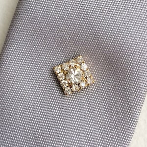 Gold Lapel Pin Small - Crystal Tie Tack Men, Wedding Lapel Pin Art Deco, Grooms Gift Accessories, Rhinestone Crystal Husband Groomsmen