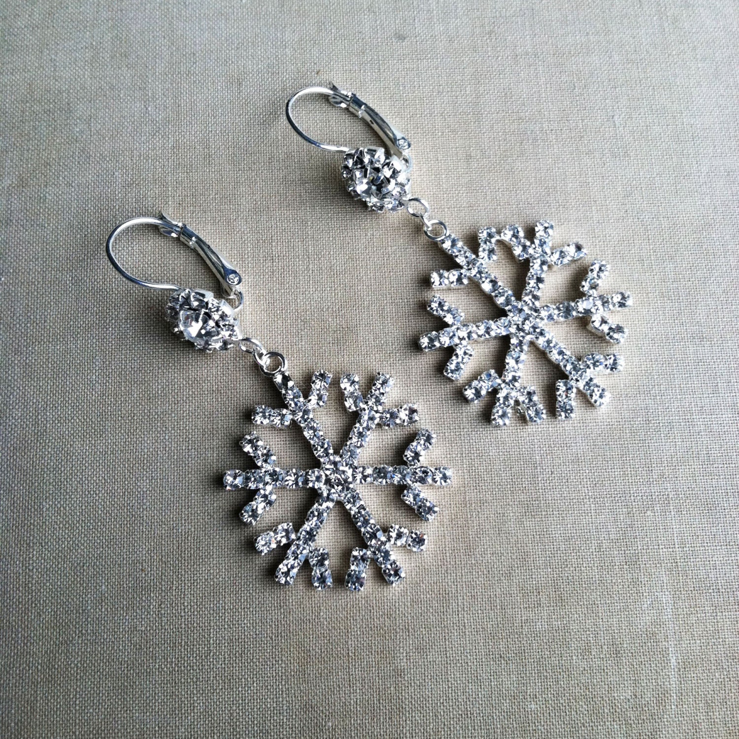 Holiday Time Women's Crystal Snowflake Earrings, Silvertone