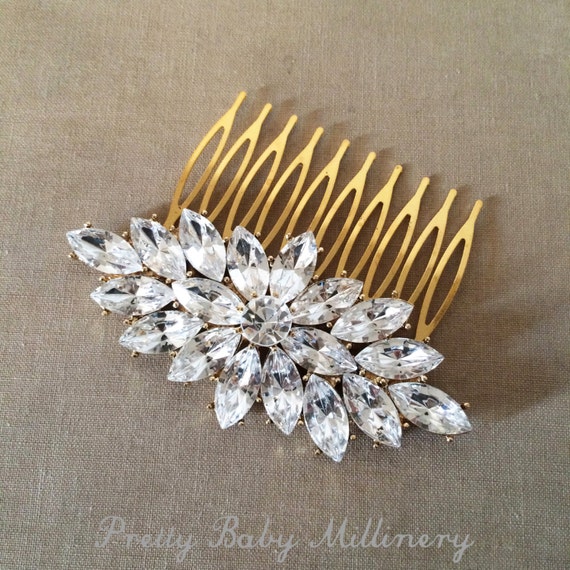 gold Wedding hair comb gold 1920s OVAL GOLD gold comb winter wedding,rhinestone hair comb round Art Deco headpiece gold hair comb