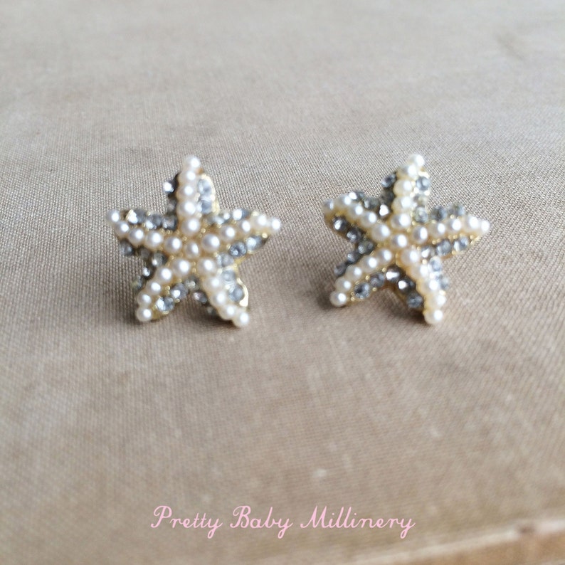 Beach Wedding Earrings Starfish Earring Pearl Rhinestone Etsy
