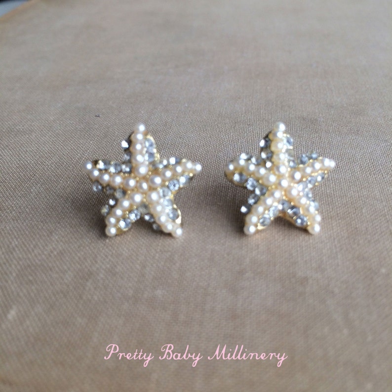 Beach Wedding Earrings Starfish Earring Pearl Rhinestone Etsy