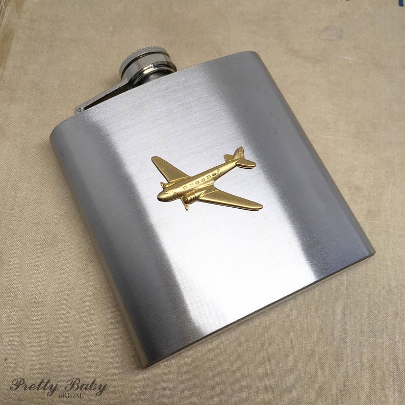 Pilot travel gifts PLANE airplane Flask Hip 6 oz Vintage Etsy