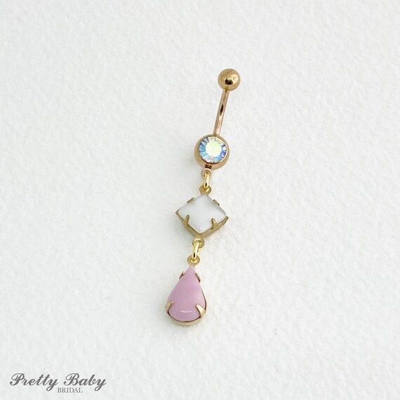 Rose Quartz Gold Belly Button Ring
