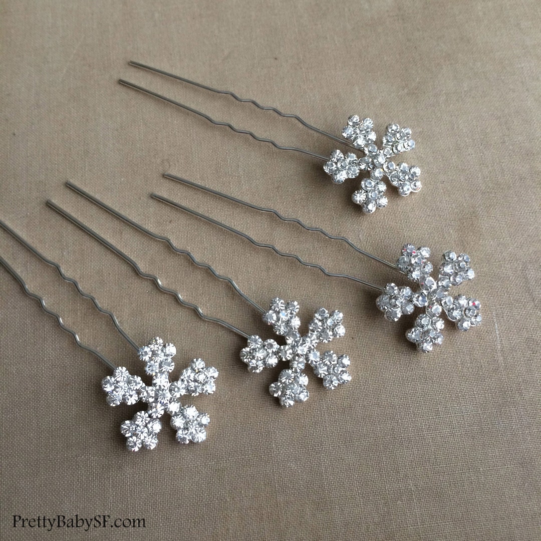 Winter Wedding Winter Hair Accessories Snowflake Hairpin 4 Etsy