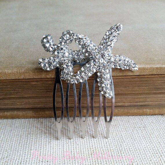 Starfish Hair Accessories Rhinestone Silver Beach Wedding Etsy