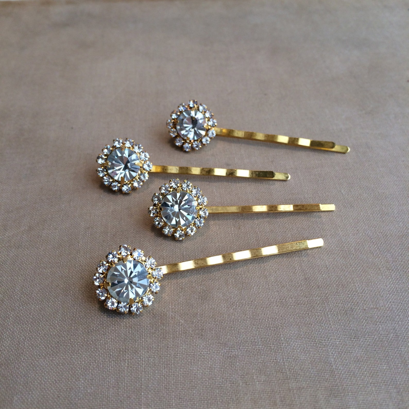 Gold Hair Pins Gold Bridal Crystal Hairpins 4 Pc Hair Clip Etsy