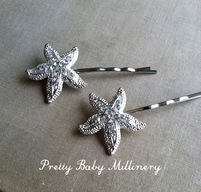 Starfish Rhinestone hairpin 4 pc Beach Wedding hair Etsy
