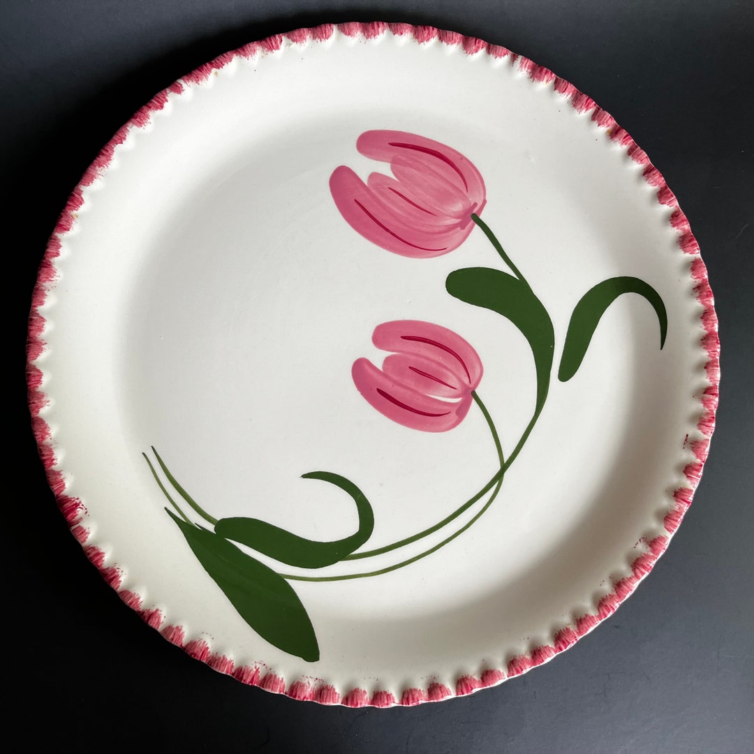 Vintage Blue Ridge Tulip Large Round Serving Plate Hand Etsy