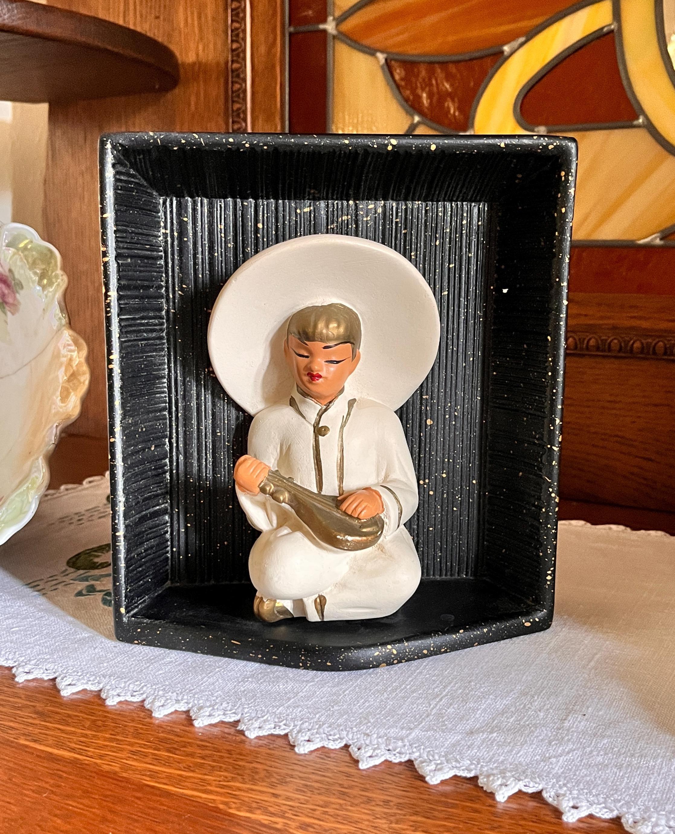 Vintage Mcm Wall Asian Chalkware - Etsy