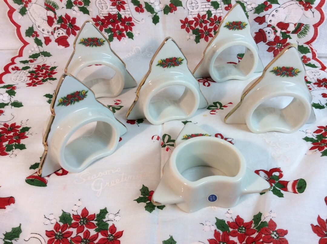 Vintage Christmas Tree Napkin Holder Set of 6 Nice Etsy