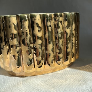 MCM 24 KT Drip Weeping Gold Glaze Planter or Bowl Pottery