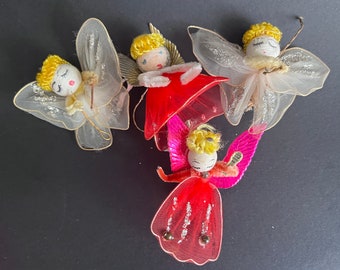 ❣️Xmas sale¥2500引き❣️イギリスアンティークレースエンジェル Vintage Green Mesh Angel Christmas Ornament MCM 1950 1960